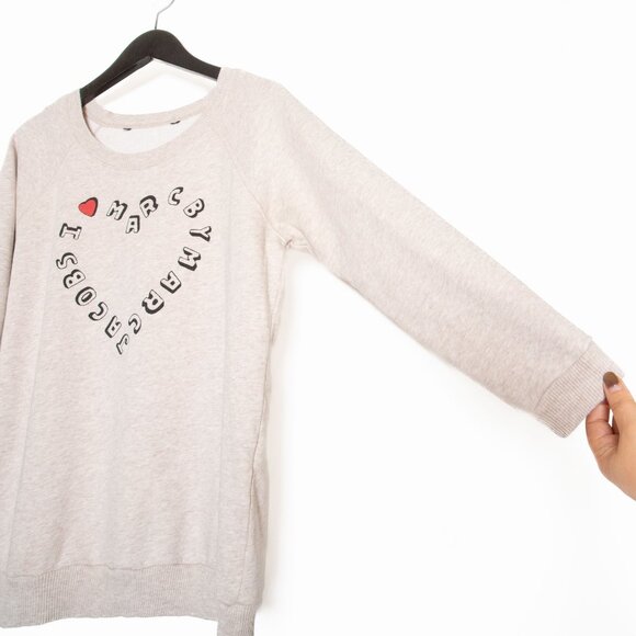 Marc by Marc Jacobs I Heart MJ Beige Gray Cotton Graphic Sweatshirt - XS/S - Picture 5 of 10